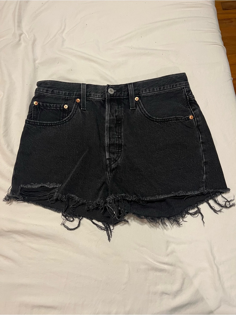 Levi's Black Distressed Cutoff Jean Shorts